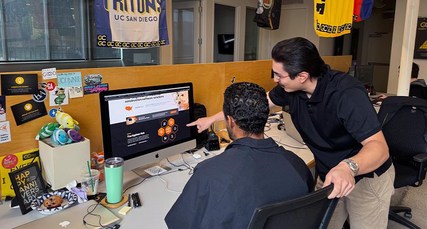 Two designers collaborating on a project