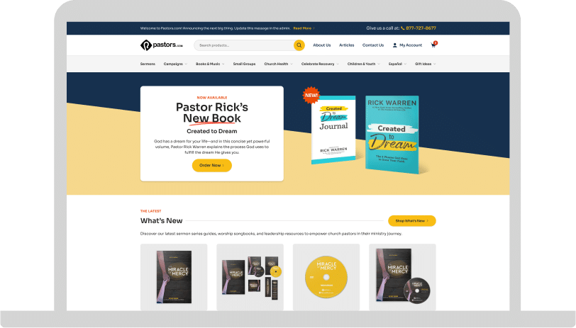 Pastors Website on Desktop