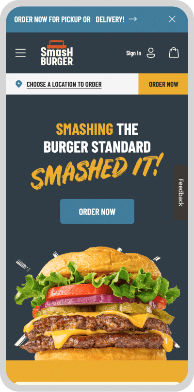 Smashburger Website on Mobile